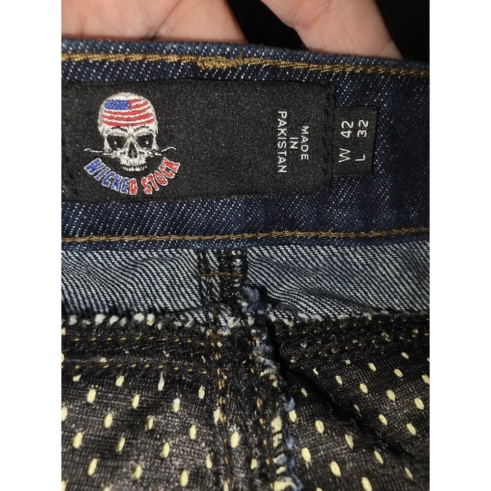 Wicked Stock Biker Jeans Size 42 x 32 Blue Denim Moto Pants Armor Ready USA Made